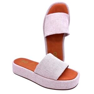 SO  Women's Slides Sandals Platform Espadrille Style Beige Size 6.5 New In Box